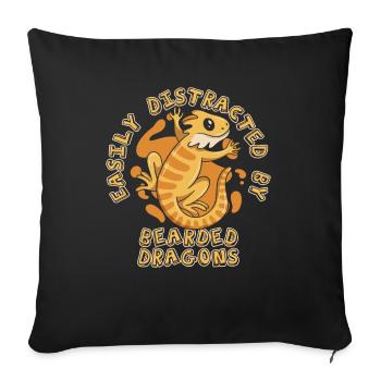 Easily Distracted By Bearded Dragons Pogona - Sofa pillowcase 17,3'' x 17,3'' (45 x 45 cm) - black - Front