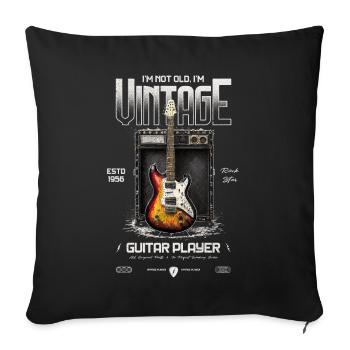 Ich bin nicht alt, ich bin ein Vintage-Retro-Gitarrist von 1956 - Sofakissenbezug 45 x 45 cm - Schwarz - Vorne