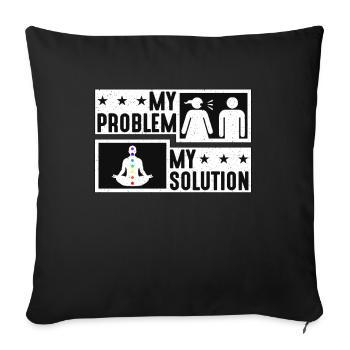 Amoureux du Reiki Mon Problème Ma Solution Pictogramme Papa - Housse de coussin décorative 45 x 45 cm - noir - Devant