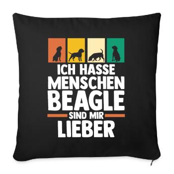 Dog Beagle - Sofa pillowcase 17,3'' x 17,3'' (45 x 45 cm) - black - Front