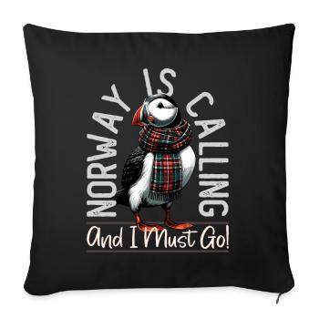 Norway, Puffins, Norway Is Calling - Sofa pillowcase 17,3'' x 17,3'' (45 x 45 cm) - black - Front