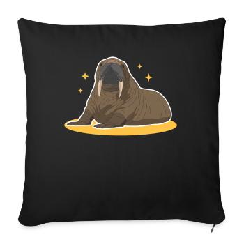 Walross Walrus | Walroß Walrosse Geschenk - Sofakissenbezug 45 x 45 cm - Schwarz - Vorne