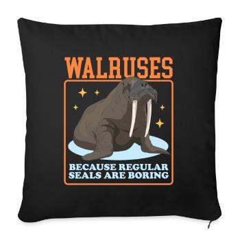 Walross Walroß | Walrosse Walrus Geschenk - Sofakissenbezug 45 x 45 cm - Schwarz - Vorne