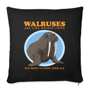 Walross Walroß Walrosse Robbe Walrus Geschenk - Sofakissenbezug 45 x 45 cm - Schwarz - Vorne
