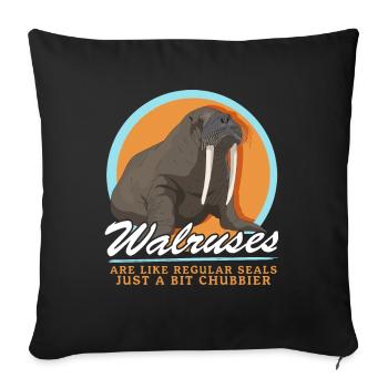 Walross Robbe Walroß Walrosse Walrus Geschenk - Sofakissenbezug 45 x 45 cm - Schwarz - Vorne