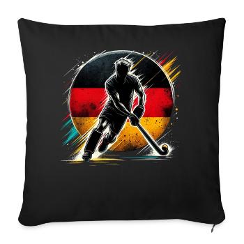 Hockey sur gazon Allemagne Hockey sur gazon masculin - Housse de coussin décorative 45 x 45 cm - noir - Devant