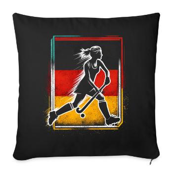 Hockey sur gazon Allemagne Femmes Hockey sur gazon Flag - Housse de coussin décorative 45 x 45 cm - noir - Devant