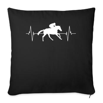 Courses hippiques - Passion palpitante - Housse de coussin décorative 45 x 45 cm - noir - Devant