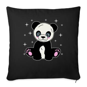 Cuddly panda under the stars - Sofa pillowcase 17,3'' x 17,3'' (45 x 45 cm) - black - Front