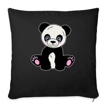 Adorable Panda Friend - Sofa pillowcase 17,3'' x 17,3'' (45 x 45 cm) - black - Front