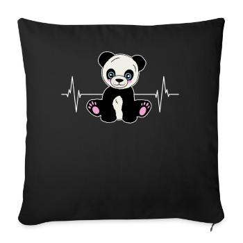 Panda Heartbeat pour les amoureux des animaux - Housse de coussin décorative 45 x 45 cm - noir - Devant