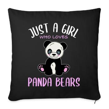 Un cœur de fille pour les pandas - Housse de coussin décorative 45 x 45 cm - noir - Devant