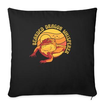 Bearded Dragon Whisperer Pogona Pet Lizard - Sofa pillowcase 17,3'' x 17,3'' (45 x 45 cm) - black - Front