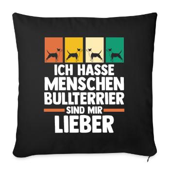 Chien Bull Terrier - Housse de coussin décorative 45 x 45 cm - noir - Devant