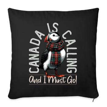 Canada, Puffins, Canada Is Calling - Sofa pillowcase 17,3'' x 17,3'' (45 x 45 cm) - black - Front