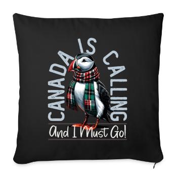 Canada, Macareux, Le Canada vous appelle - Housse de coussin décorative 45 x 45 cm - noir - Devant