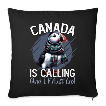 Canada, Puffins, Canada Is Calling - Sofa pillowcase 17,3'' x 17,3'' (45 x 45 cm) - black - Front