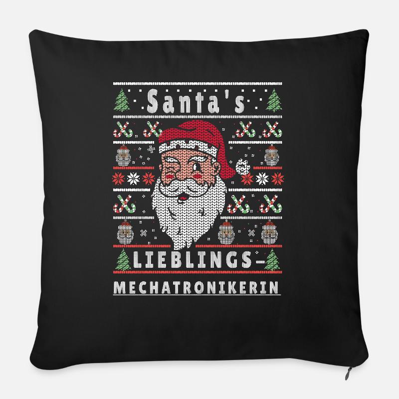 Noël moche LE MÉCATRONICIEN PRÉFÉRÉ DU PÈRE NOËL - Housse de coussin décorative 45 x 45 cm - noir