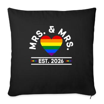 Gay Pride Mariage Lesbienne 2026 Mariage gay - Housse de coussin décorative 45 x 45 cm - noir - Devant