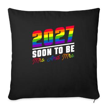 Gay Pride Mariage Lesbienne 2027 Mariage Gay - Housse de coussin décorative 45 x 45 cm - noir - Devant
