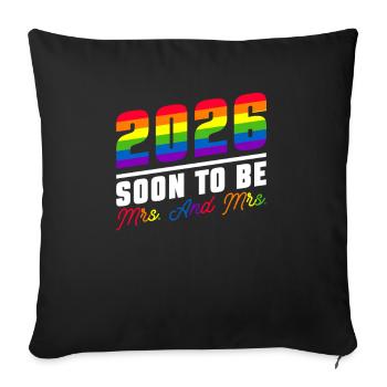 Mariage Gay Pride 2026 Mariage Gay Lesbien - Housse de coussin décorative 45 x 45 cm - noir - Devant