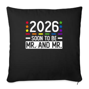 Mariage Gay Pride 2026 Mariage gay - Housse de coussin décorative 45 x 45 cm - noir - Devant
