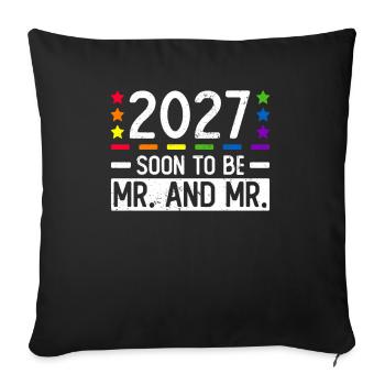 Mariage Gay Pride 2027 Mariage gay - Housse de coussin décorative 45 x 45 cm - noir - Devant