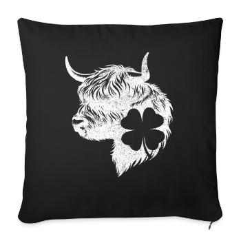 Shamrock Scottish Highland Cattle - Sofa pillowcase 17,3'' x 17,3'' (45 x 45 cm) - black - Front