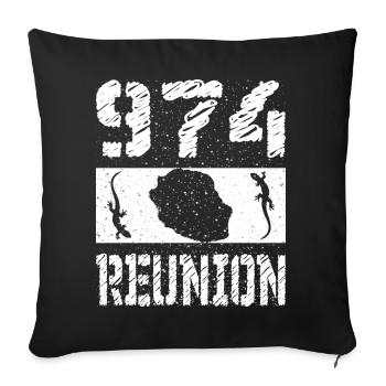 idee cadeau design carte ile de la reunion 974 - Housse de coussin décorative 45 x 45 cm - noir - Devant
