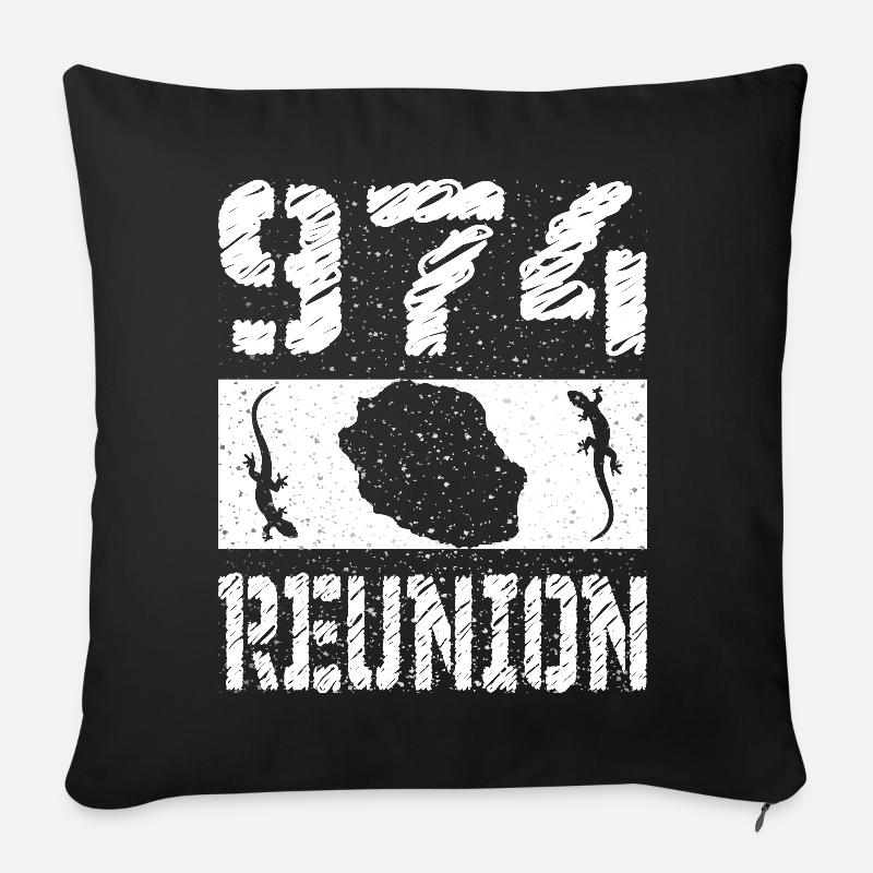 idee cadeau design carte ile de la reunion 974 - Housse de coussin décorative 45 x 45 cm - noir