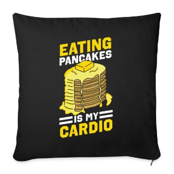 Amateur de crêpes Les enfants mangent des crêpes - Housse de coussin décorative 45 x 45 cm - noir - Devant