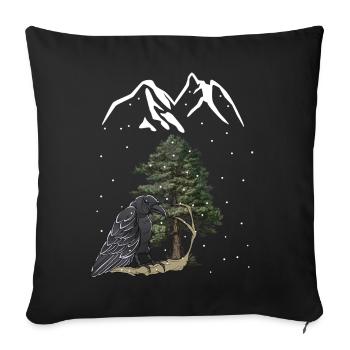mountains, mountains, mountains, winter, snow, raven, crow, bird - Sofa pillowcase 17,3'' x 17,3'' (45 x 45 cm) - black - Front