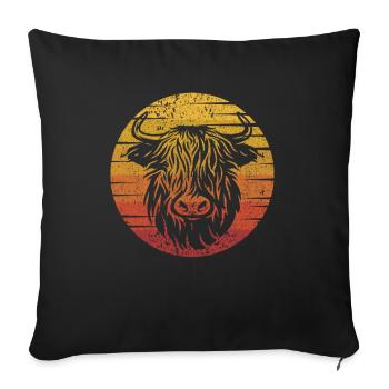 Retro Highland Cow Highland Heifer Breeder - Sofa pillowcase 17,3'' x 17,3'' (45 x 45 cm) - black - Front