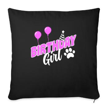 Chiens Anniversaire Joyeux Anniversaire Fille Chien Rose - Housse de coussin décorative 45 x 45 cm - noir - Devant