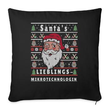 Ugly Christmas SANTA'S FAVORITE MICROTECHNOLOGIST - Sofa pillowcase 17,3'' x 17,3'' (45 x 45 cm) - black - Front