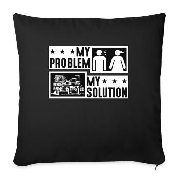 Garage Sales Lover My Problem My Pictogram Mom Dad - Sofa pillowcase 17,3'' x 17,3'' (45 x 45 cm) - black - Front