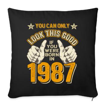 Anniversaire 1987 Né en 1987 né en 1987 - Housse de coussin décorative 45 x 45 cm - noir - Devant