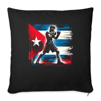 Boxeur cubain drapeau fierté Cuba boxeur - Housse de coussin décorative 45 x 45 cm - noir - Devant