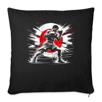Japanese Boxer - Vintage Flag Japan Fighter - Sofa pillowcase 17,3'' x 17,3'' (45 x 45 cm) - black - Front