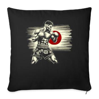Japanese Boxer - Vintage Flag Japan Fighter - Sofa pillowcase 17,3'' x 17,3'' (45 x 45 cm) - black - Front