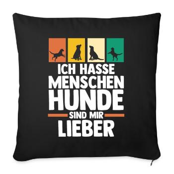 Chien Propriétaire De Chien Propriétaire De Chien Motif Chiens - Housse de coussin décorative 45 x 45 cm - noir - Devant