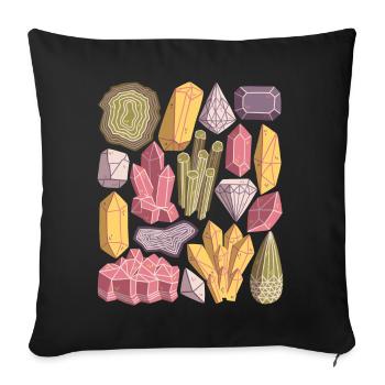 Crystals, Gemstones, Minerals, Diamonds - Sofa pillowcase 17,3'' x 17,3'' (45 x 45 cm) - black - Front