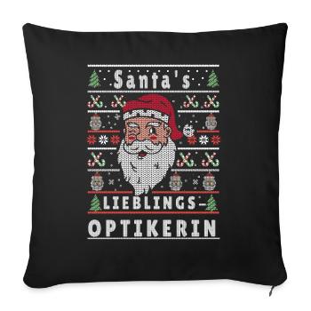 Ugly Weihnachten SANTAS LIEBLINGS Optikerin - Sofakissenbezug 45 x 45 cm - Schwarz - Vorne