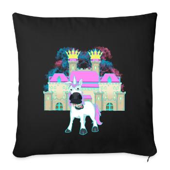 Castle King Fable Unicorn Fairy Tale Character Child Castle - Sofa pillowcase 17,3'' x 17,3'' (45 x 45 cm) - black - Front