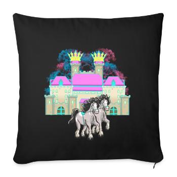castle, fairy tale, horse, royalty, king, middle ages - Sofa pillowcase 17,3'' x 17,3'' (45 x 45 cm) - black - Front