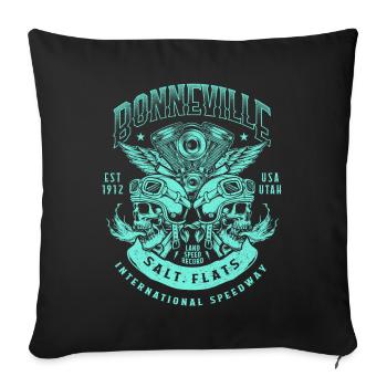 Bonneville Salt Flats Motorcycle Racing Vintage - Sofa pillowcase 17,3'' x 17,3'' (45 x 45 cm) - black - Front
