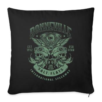 Bonneville Salt Flats Motorcycle Racing Vintage - Sofa pillowcase 17,3'' x 17,3'' (45 x 45 cm) - black - Front