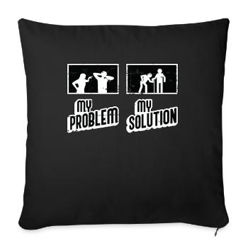 Soignant Mon problème Ma solution Pictogramme Papa Maman - Housse de coussin décorative 45 x 45 cm - noir - Devant