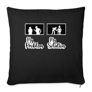 Soignant Mon problème Ma solution Pictogramme Maman Papa - Housse de coussin décorative 45 x 45 cm - noir - Devant