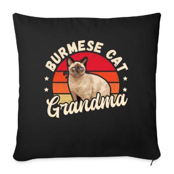 Burmese Granny Burma Cat Burmese Cats Gift - Sofa pillowcase 17,3'' x 17,3'' (45 x 45 cm) - black - Front
